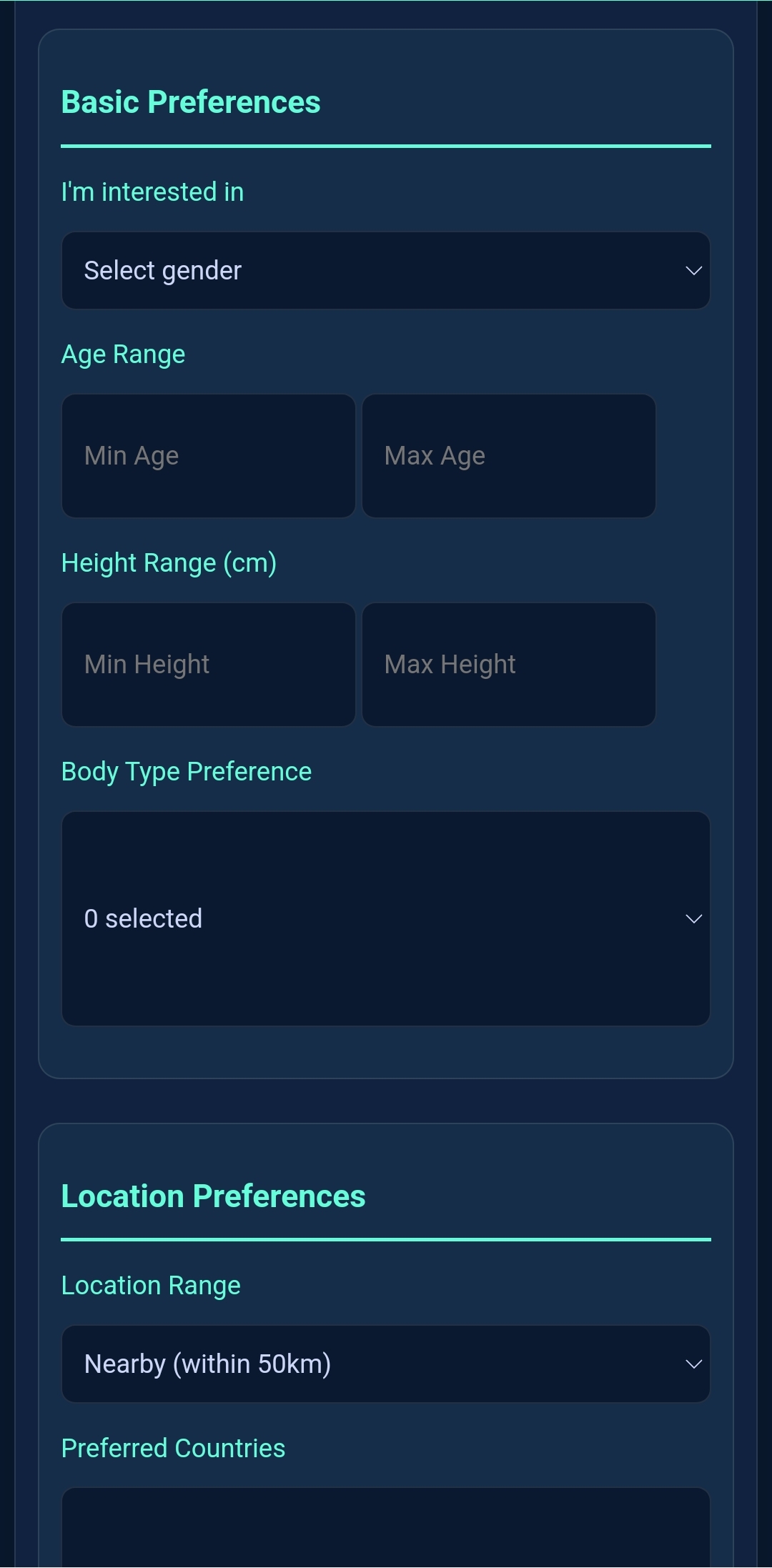 Preference Settings